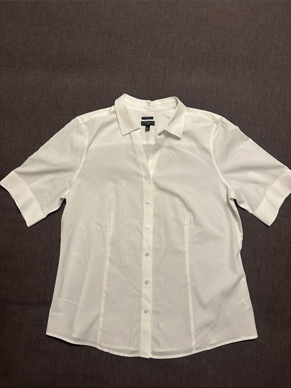 Talbots White Short-Sleeve Button-Down Shirt